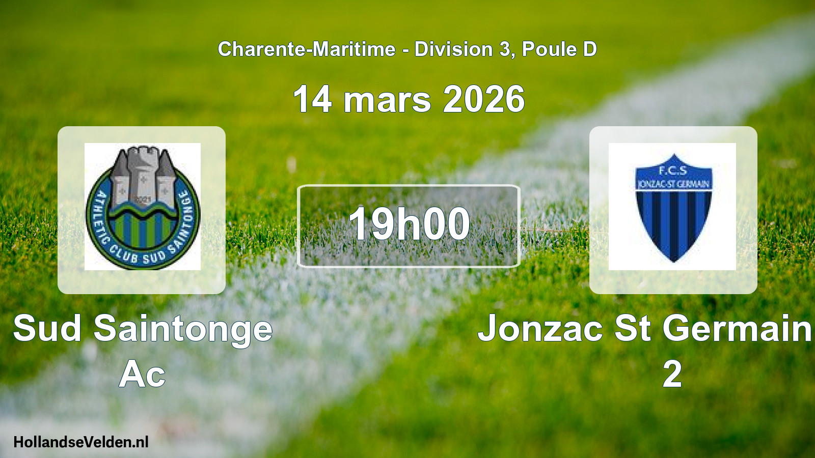Geplande wedstrijd: Sud Saintonge Ac - Jonzac St Germain Fc 2 (14 mars 2026)