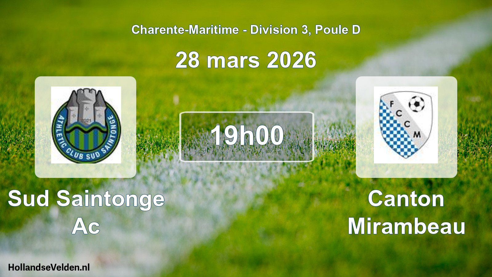 Geplande wedstrijd: Sud Saintonge Ac - Canton Mirambeau (28 mars 2026)