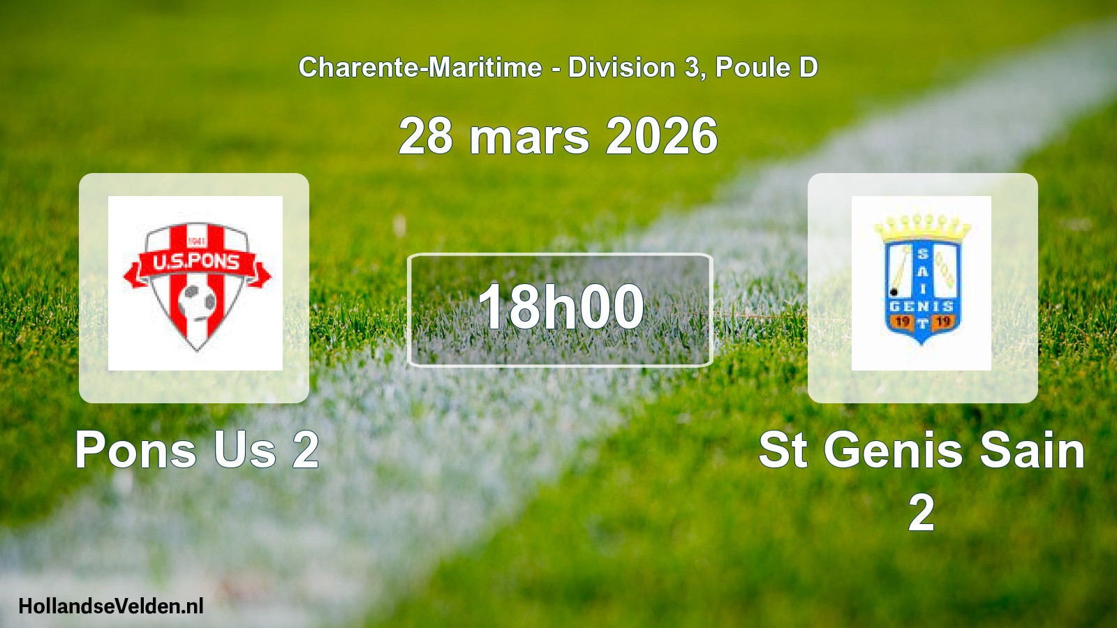 Geplande wedstrijd: Pons Us 2 - St Genis Sain 2 (28 mars 2026)