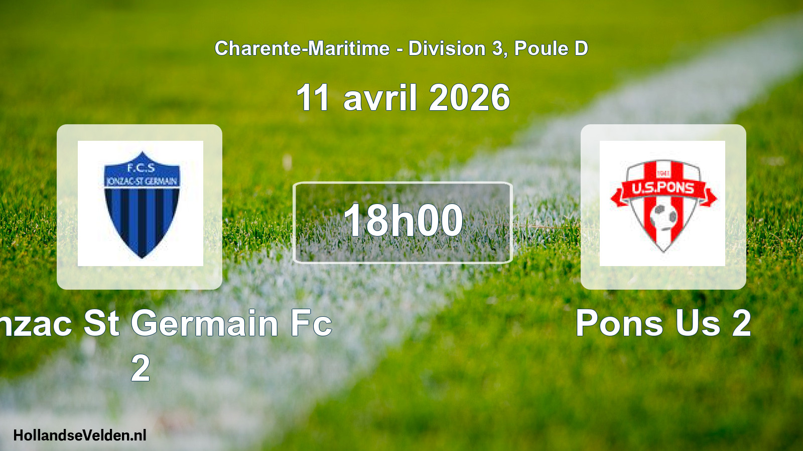 Geplande wedstrijd: Jonzac St Germain Fc 2 - Pons Us 2 (11 april 2026)