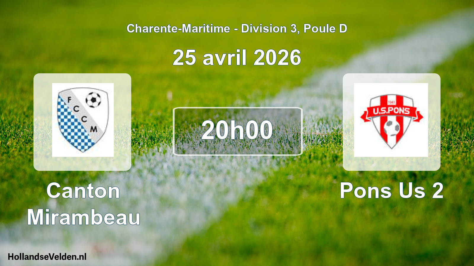 Geplande wedstrijd: Canton Mirambeau - Pons Us 2 (25 april 2026)
