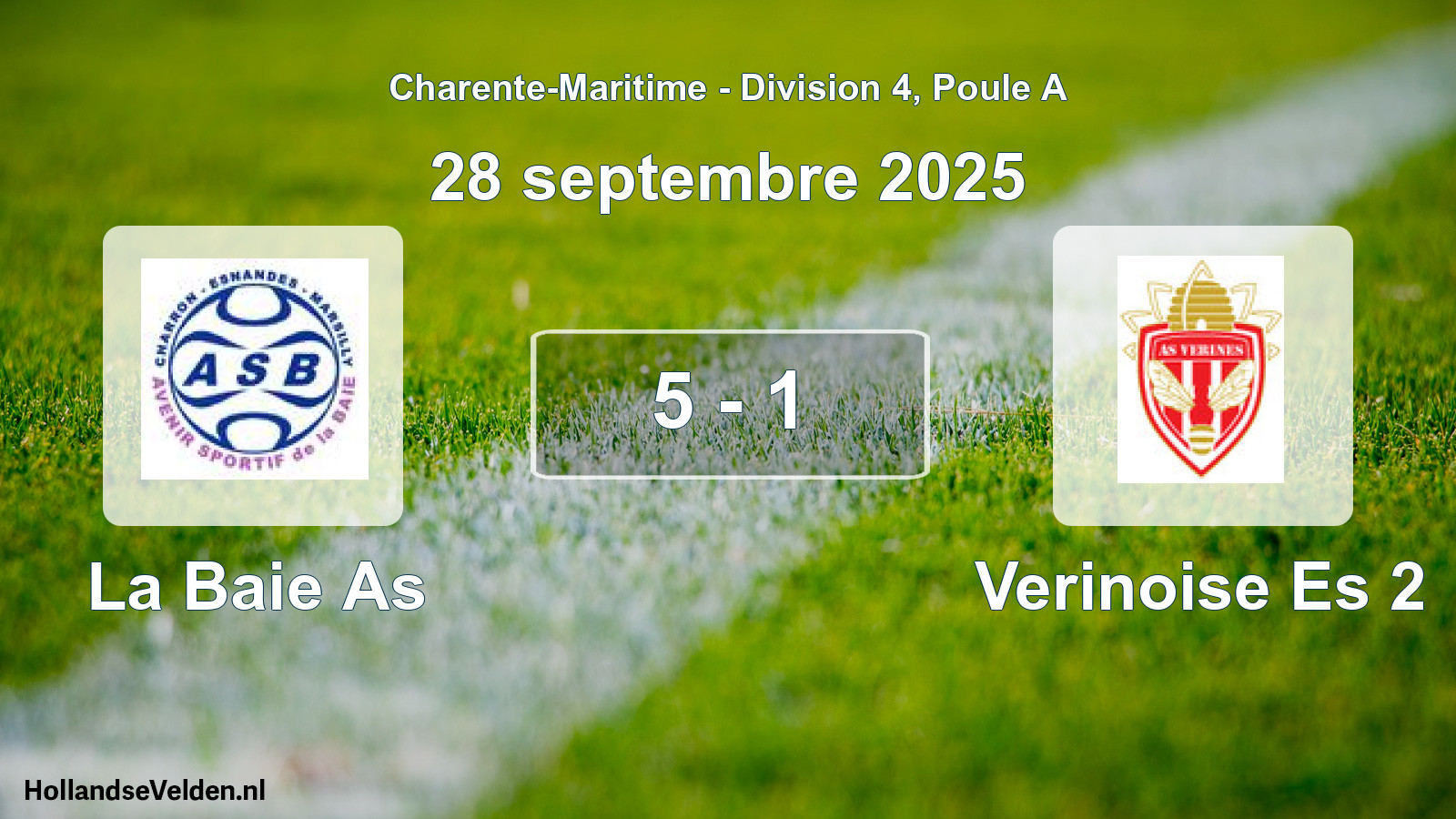 Total number of matches played: La Baie As - Verinoise Es 2 5 - 1 (28 September 2025)