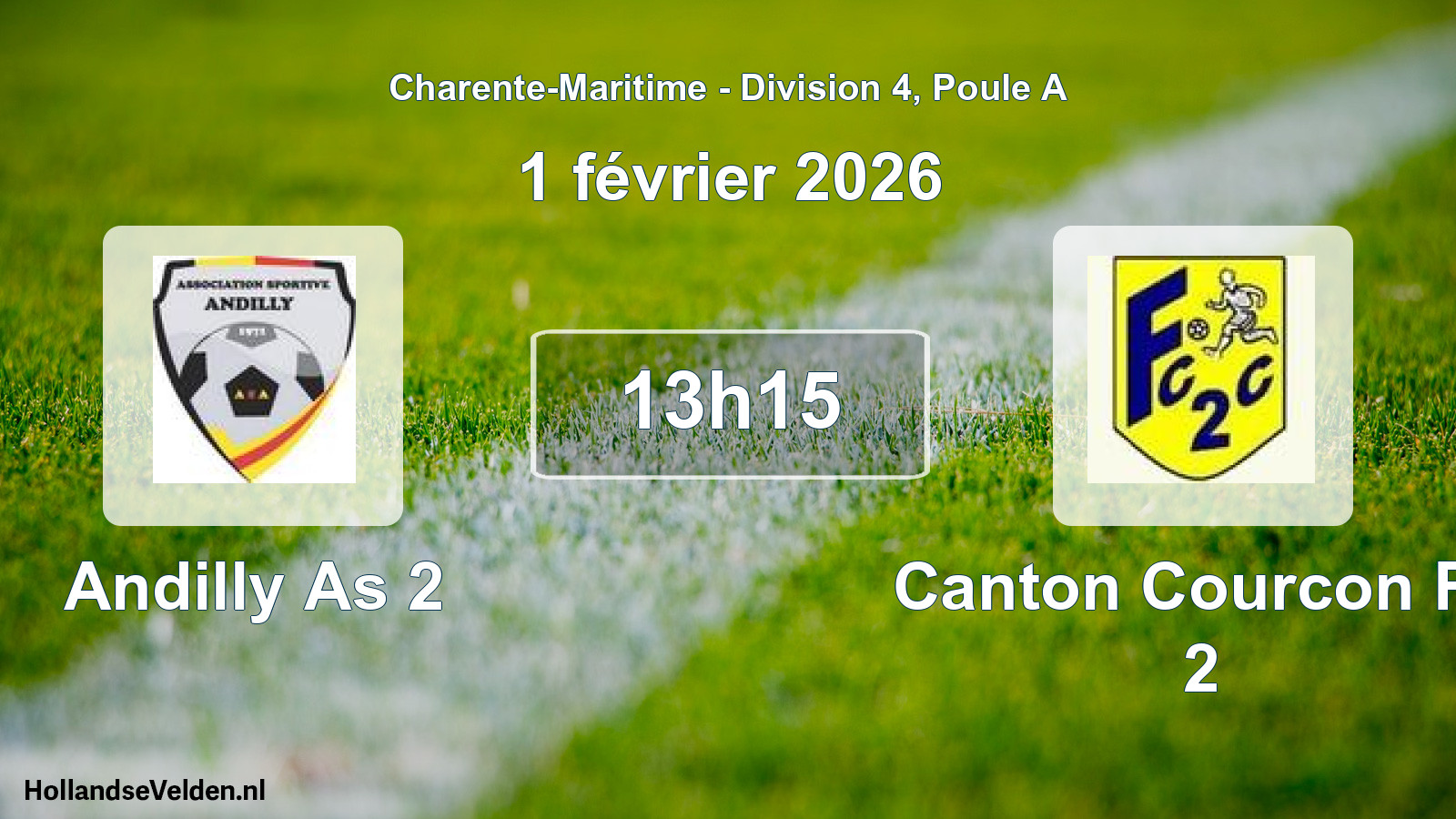Geplande wedstrijd: Andilly As 2 - Canton Courcon Fc 2 (1 février 2026)