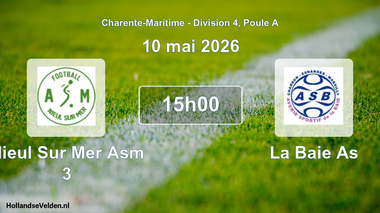 Geplande wedstrijd: Nieul Sur Mer Asm 3 - La Baie As (10 mai 2026)