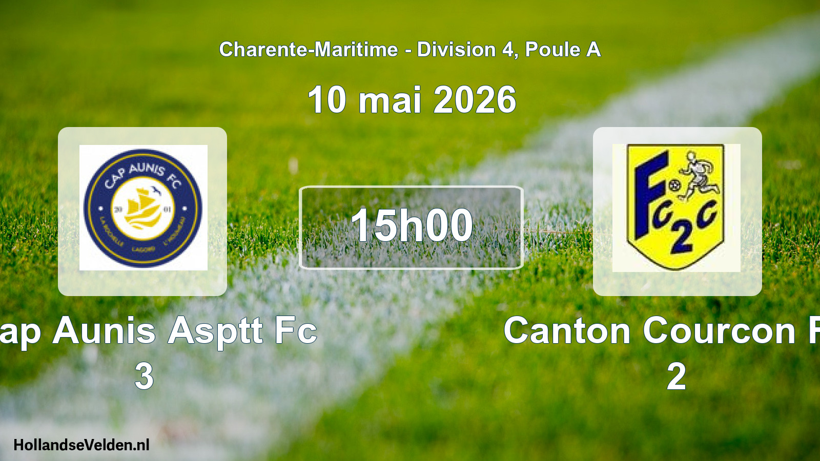 Geplande wedstrijd: Cap Aunis Asptt Fc 3 - Canton Courcon Fc 2 (10 mai 2026)