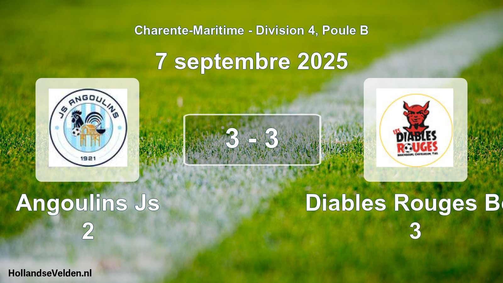 Gespeelde wedstrijd: Angoulins Js 2 - Diables Rouges Bcy 3 3 - 3 (7 september 2025)