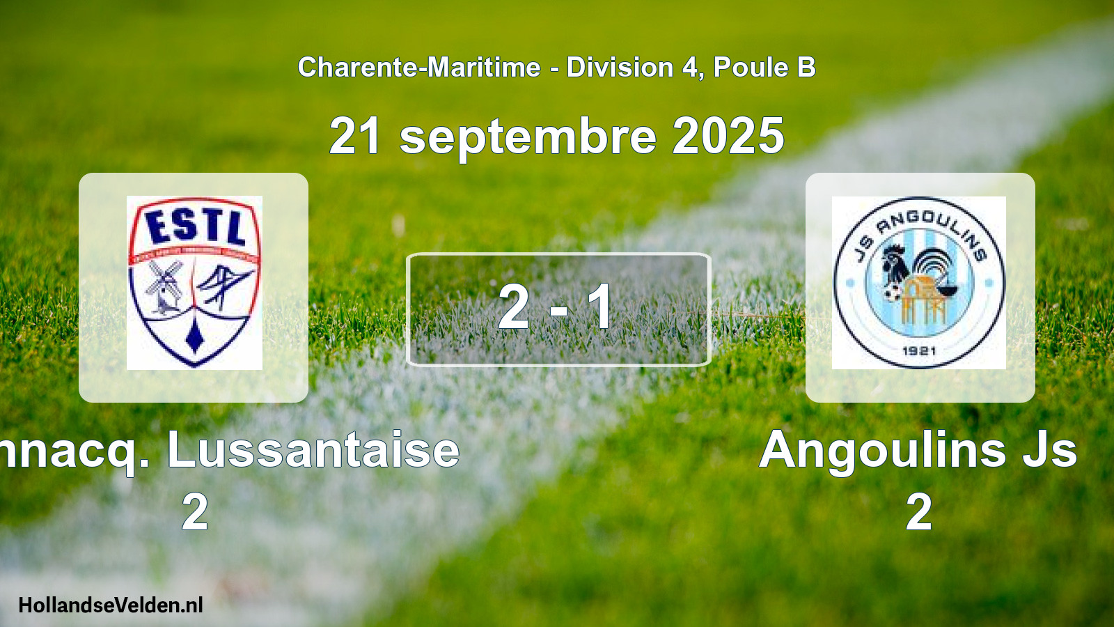 Gespeelde wedstrijd: Tonnacq. Lussantaise 2 - Angoulins Js 2 2 - 1 (21 septembre 2025)