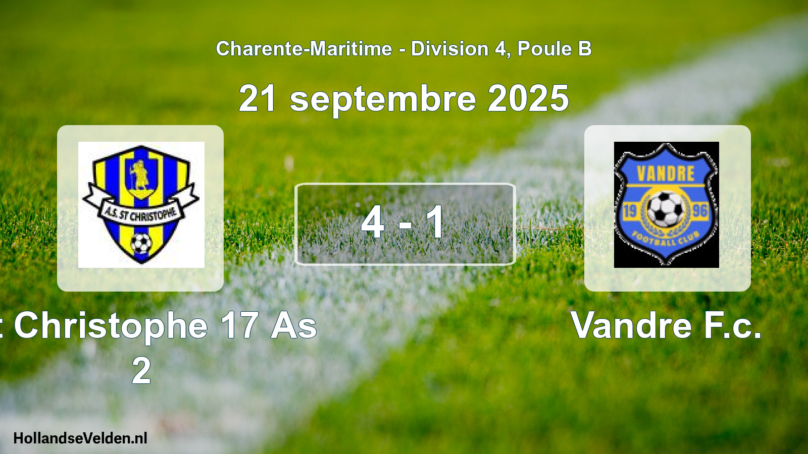 Gespeelde wedstrijd: St Christophe 17 As 2 - Vandre F.c. 4 - 1 (21 september 2025)