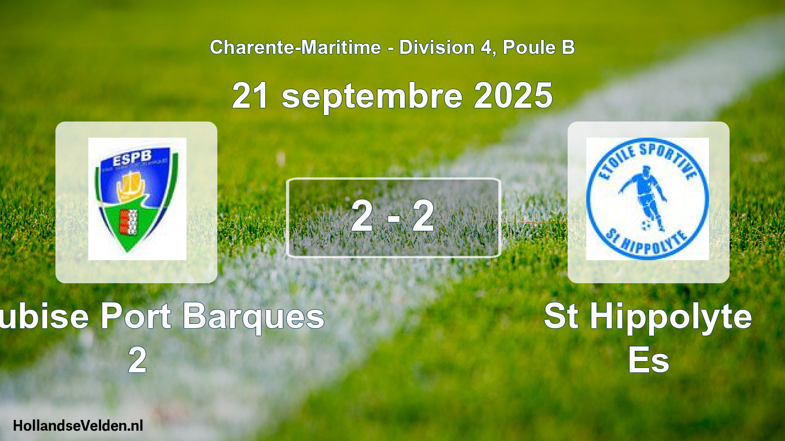 Gespeelde wedstrijd: Soubise Port Barques 2 - St Hippolyte Es 2 - 2 (21 september 2025)