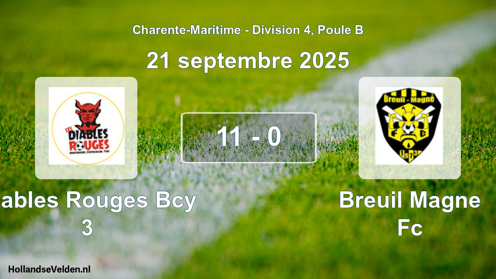 Gespeelde wedstrijd: Diables Rouges Bcy 3 - Breuil Magne Fc 11 - 0 (21 september 2025)