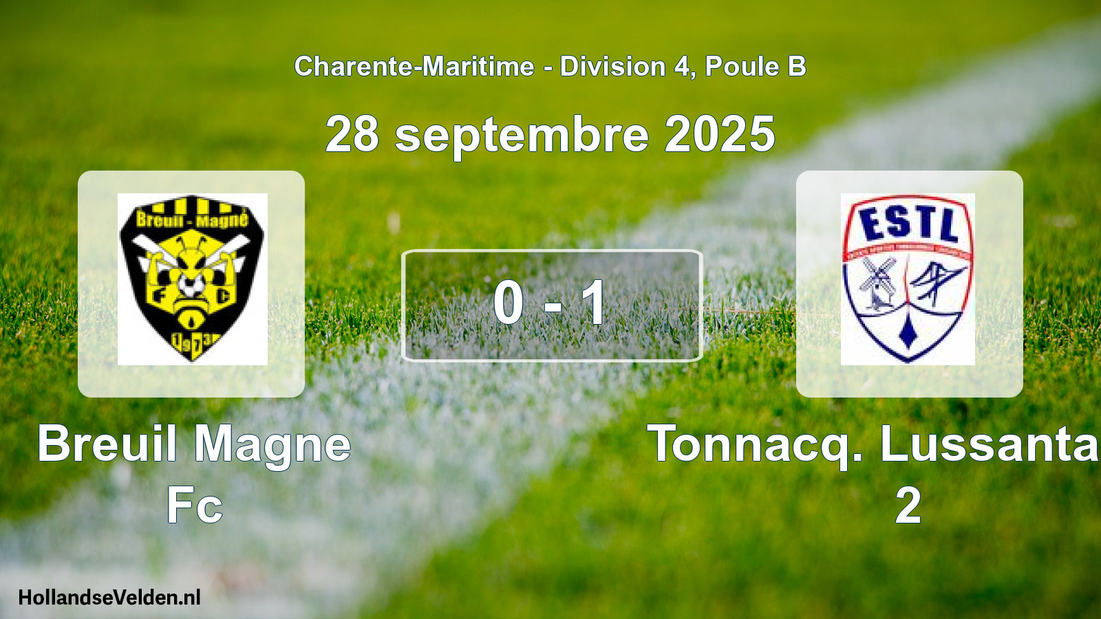 Gespeelde wedstrijd: Breuil Magne Fc - Tonnacq. Lussantaise 2 0 - 1 (28 septembre 2025)