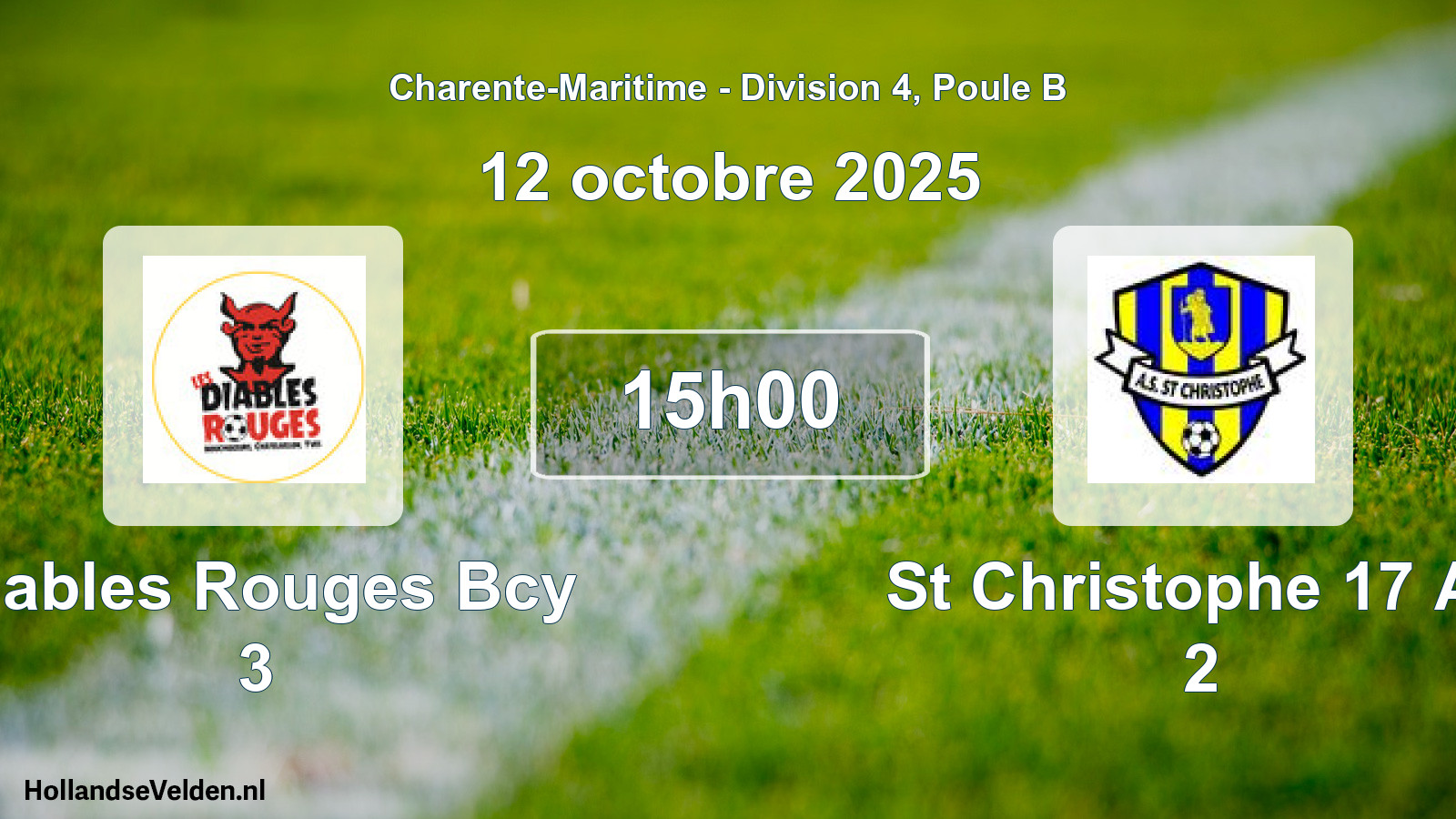 Geplande wedstrijd: Diables Rouges Bcy 3 - St Christophe 17 As 2 (12 oktober 2025)