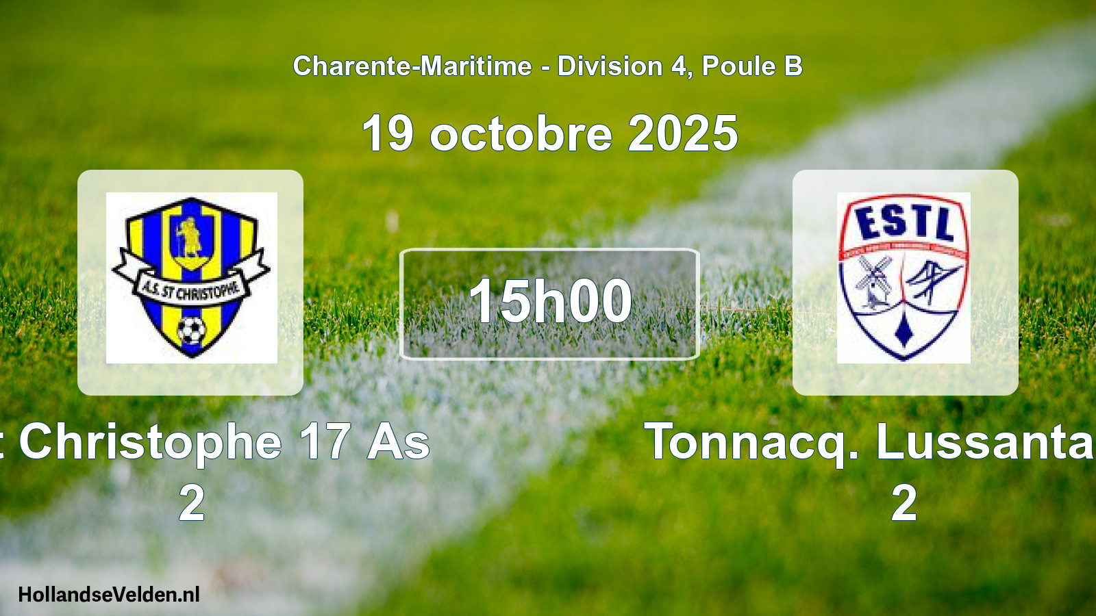 Geplande wedstrijd: St Christophe 17 As 2 - Tonnacq. Lussantaise 2 (19 octobre 2025)
