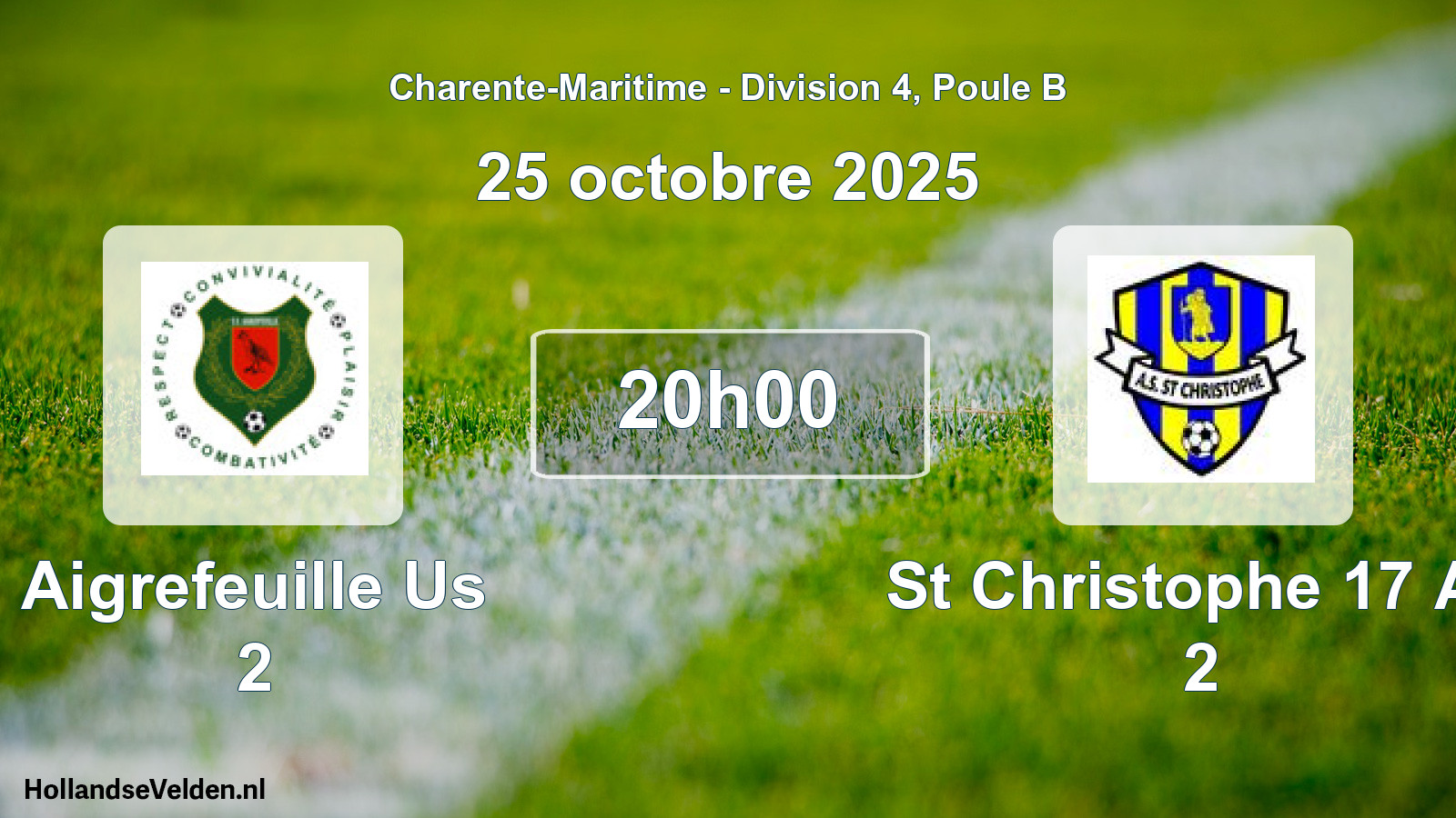 Scheduled Match: Aigrefeuille Us 2 - St Christophe 17 As 2 (25 October 2025)