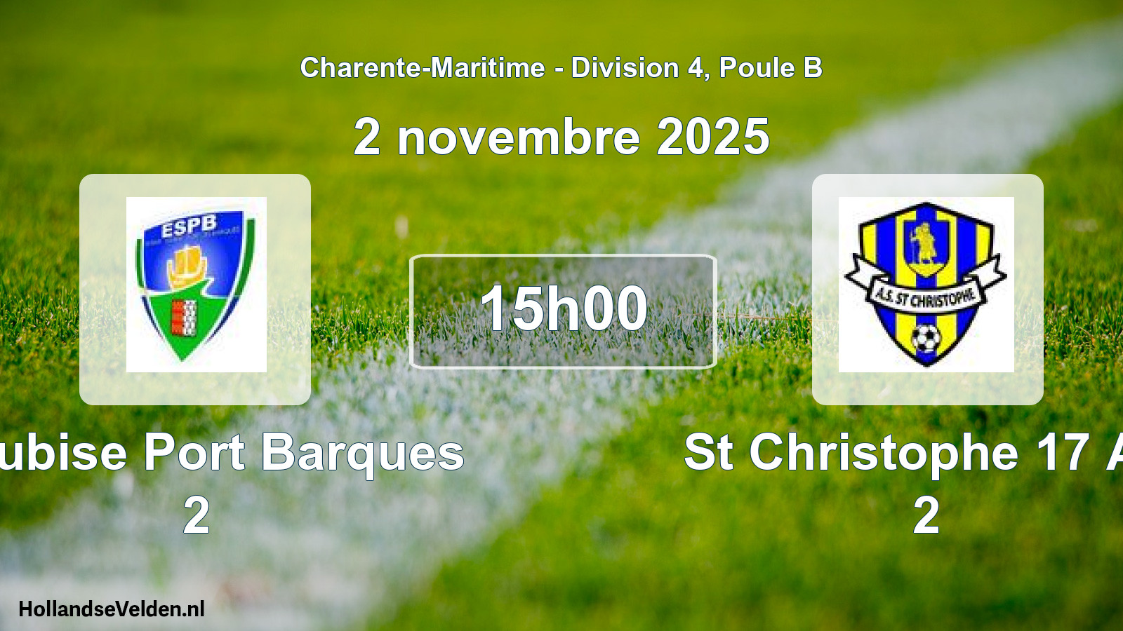 Geplande wedstrijd: Soubise Port Barques 2 - St Christophe 17 As 2 (2 november 2025)
