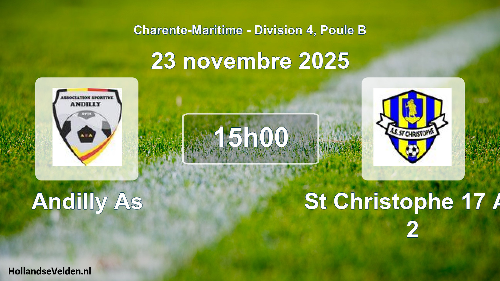 Geplande wedstrijd: Andilly As - St Christophe 17 As 2 (23 november 2025)