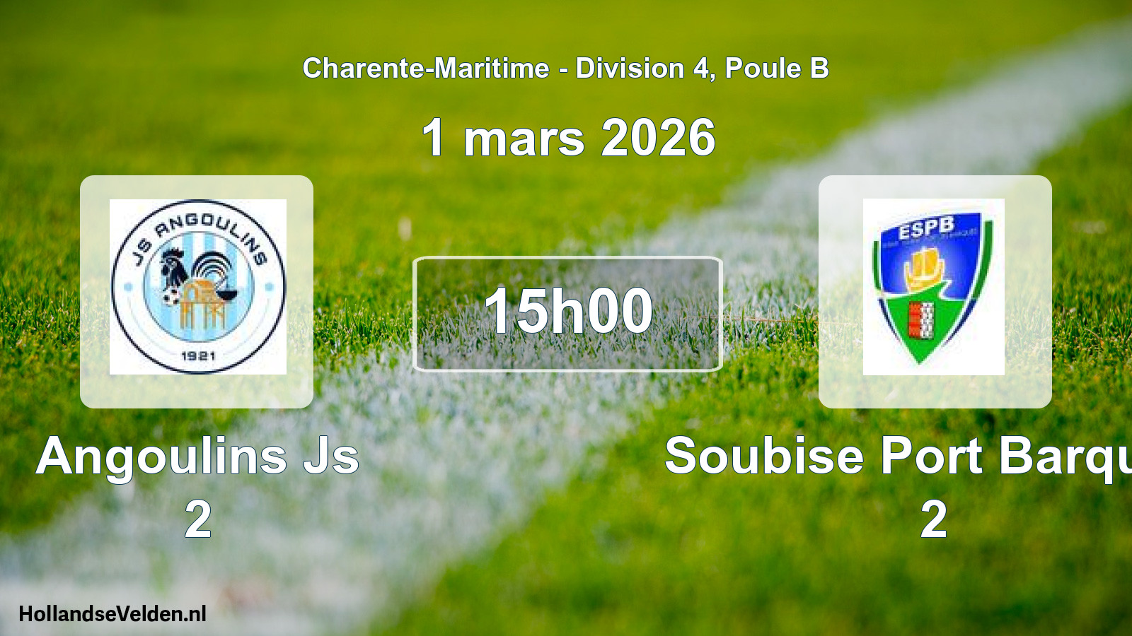 Geplande wedstrijd: Angoulins Js 2 - Soubise Port Barques 2 (1 maart 2026)