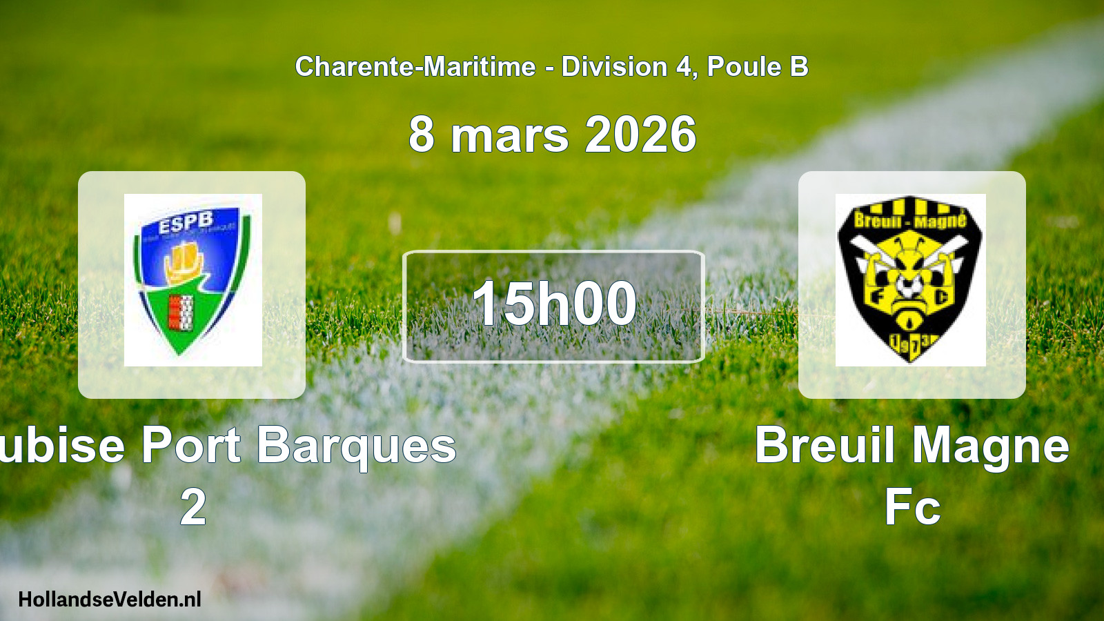 Geplande wedstrijd: Soubise Port Barques 2 - Breuil Magne Fc (8 mars 2026)
