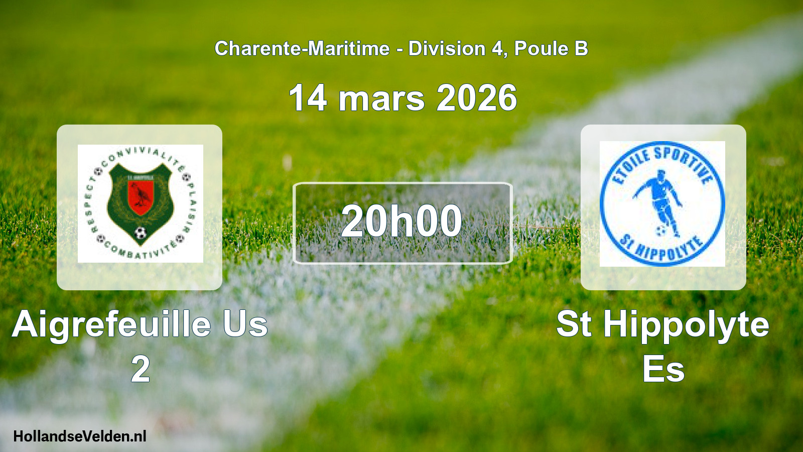 Geplande wedstrijd: Aigrefeuille Us 2 - St Hippolyte Es (14 mars 2026)