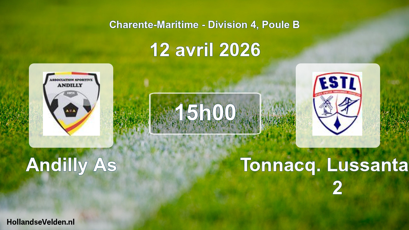 Geplande wedstrijd: Andilly As - Tonnacq. Lussantaise 2 (12 avril 2026)