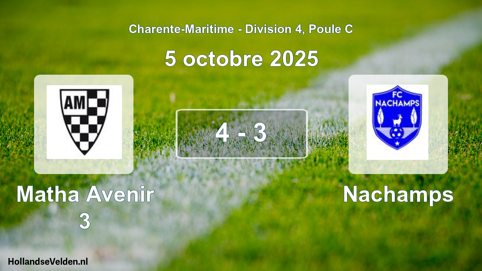 Gespeelde wedstrijd: Matha Avenir 3 - Nachamps 4 - 3 (5 oktober 2025)
