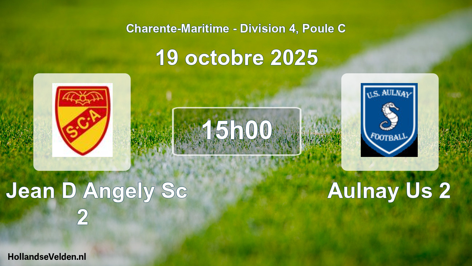 Geplande wedstrijd: St Jean D Angely Sc 2 - Aulnay Us 2 (19 octobre 2025)