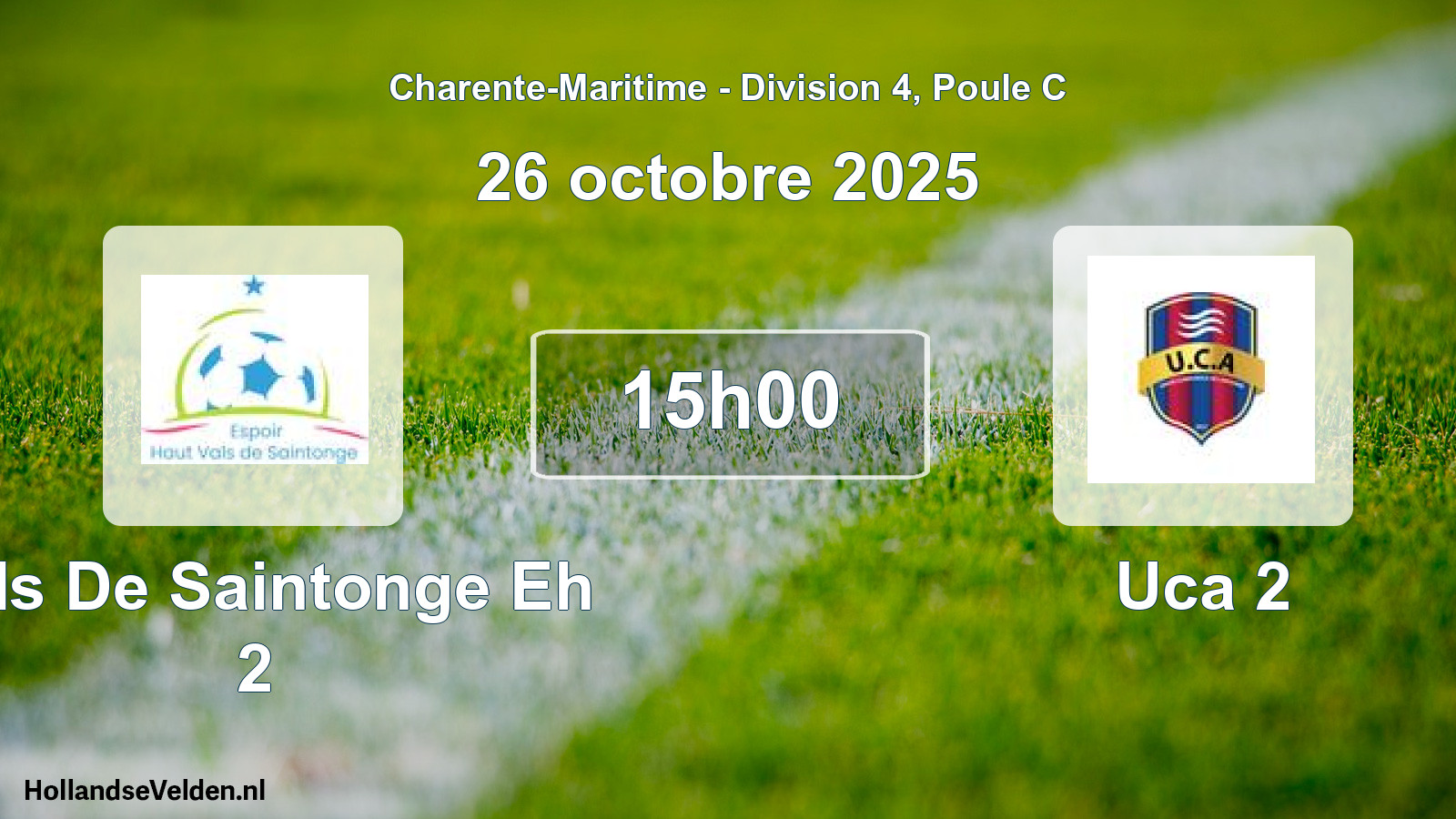 Geplande wedstrijd: Vals De Saintonge Eh 2 - Uca 2 (26 octobre 2025)