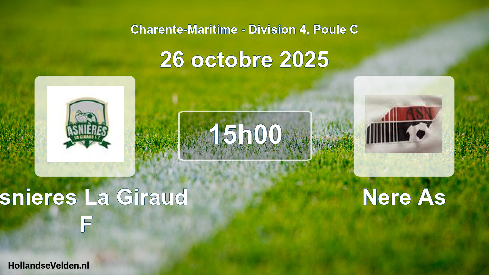 Geplande wedstrijd: Asnieres La Giraud F - Nere As (26 oktober 2025)