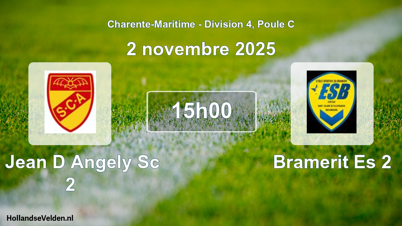 Geplande wedstrijd: St Jean D Angely Sc 2 - Bramerit Es 2 (2 november 2025)