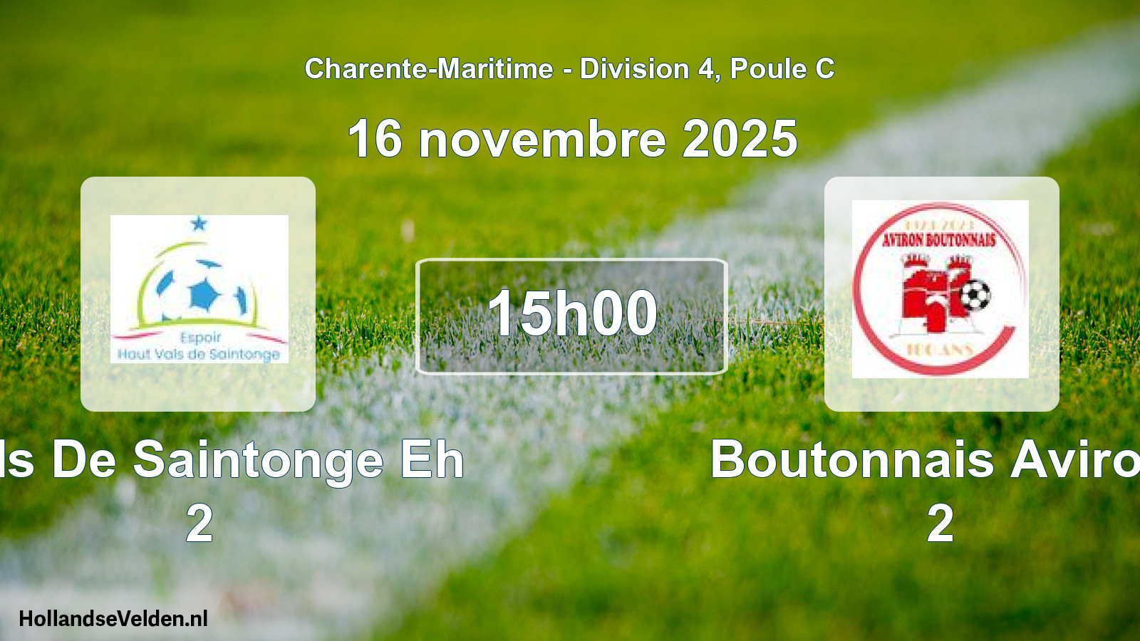 Geplande wedstrijd: Vals De Saintonge Eh 2 - Boutonnais Aviron 2 (16 novembre 2025)