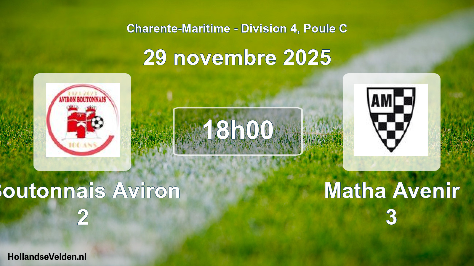 Geplande wedstrijd: Boutonnais Aviron 2 - Matha Avenir 3 (29 novembre 2025)