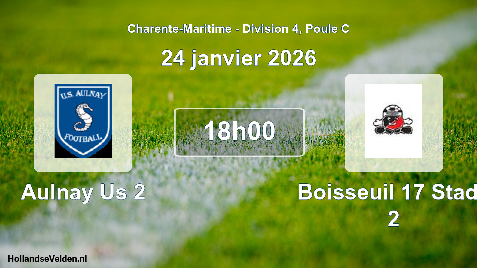 Geplande wedstrijd: Aulnay Us 2 - Boisseuil 17 Stade 2 (24 janvier 2026)