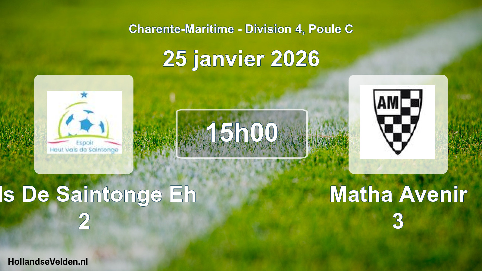 Geplande wedstrijd: Vals De Saintonge Eh 2 - Matha Avenir 3 (25 janvier 2026)