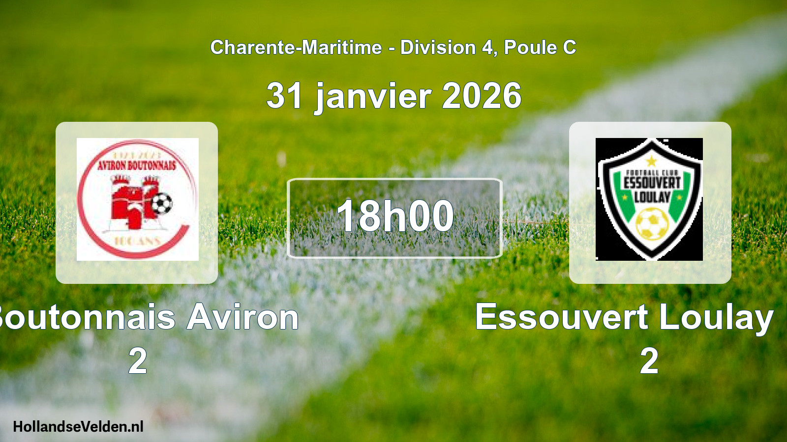 Geplande wedstrijd: Boutonnais Aviron 2 - Essouvert Loulay Fc 2 (31 janvier 2026)