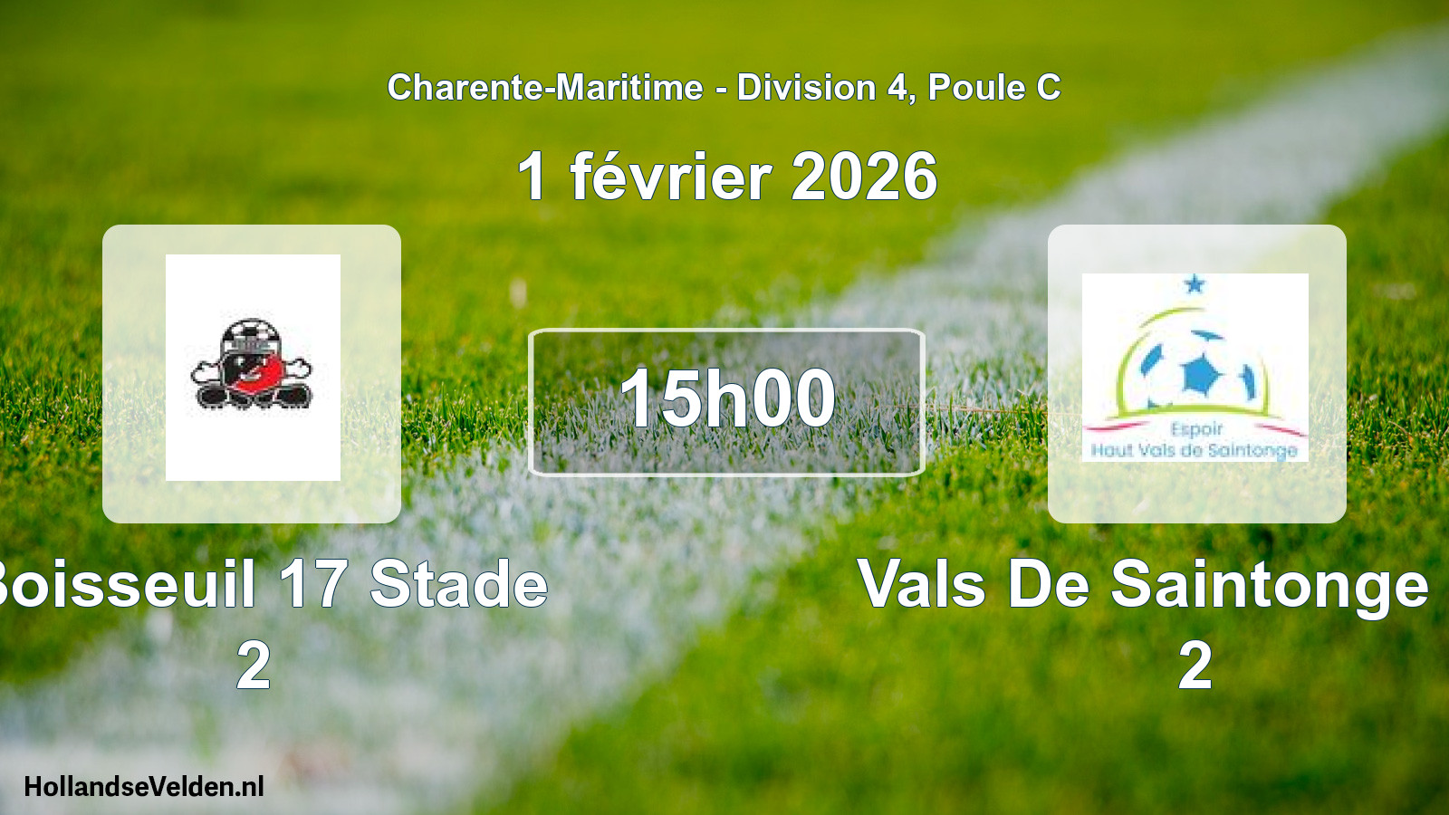 Geplande wedstrijd: Boisseuil 17 Stade 2 - Vals De Saintonge Eh 2 (1 februari 2026)