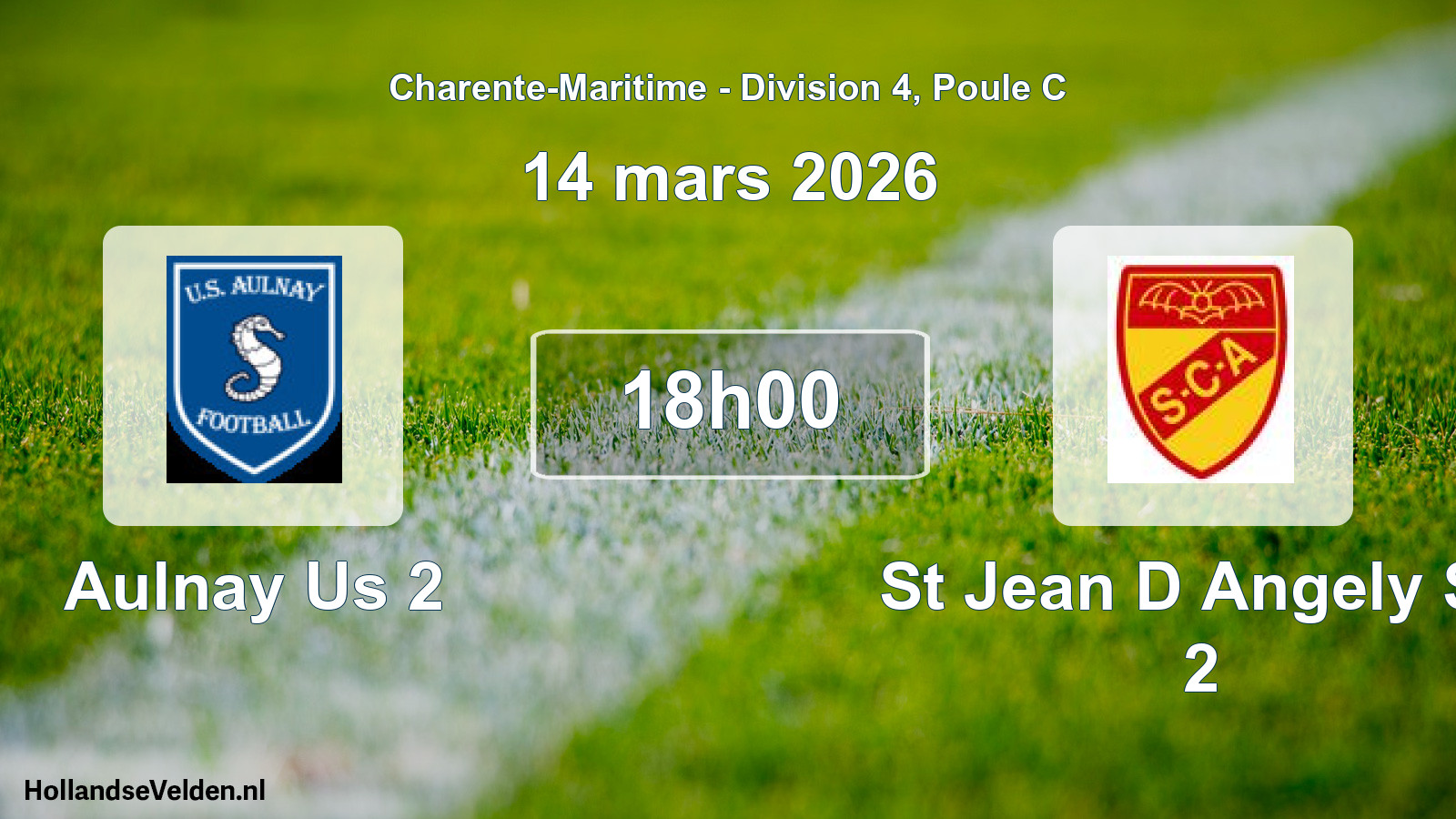 Geplande wedstrijd: Aulnay Us 2 - St Jean D Angely Sc 2 (14 mars 2026)