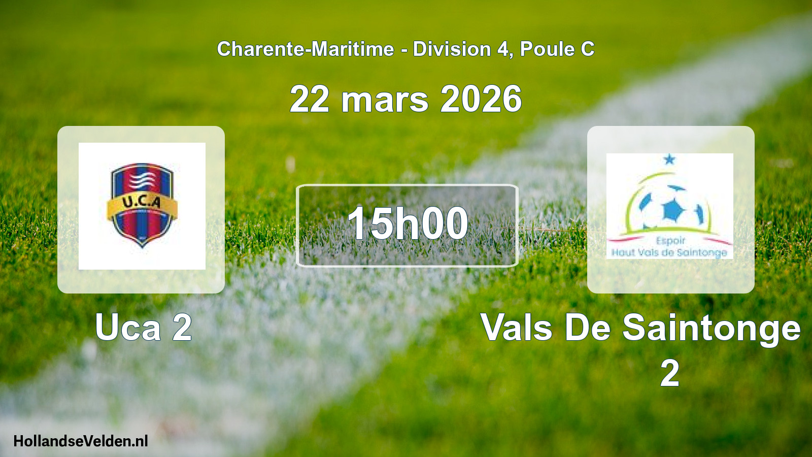 Geplande wedstrijd: Uca 2 - Vals De Saintonge Eh 2 (22 maart 2026)