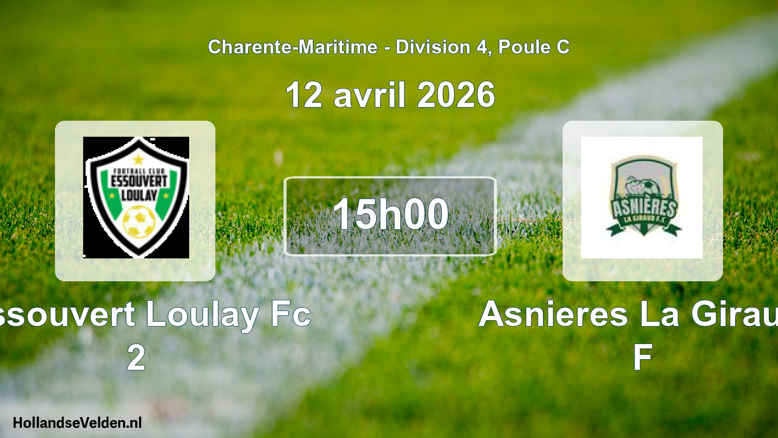 Geplande wedstrijd: Essouvert Loulay Fc 2 - Asnieres La Giraud F (12 april 2026)