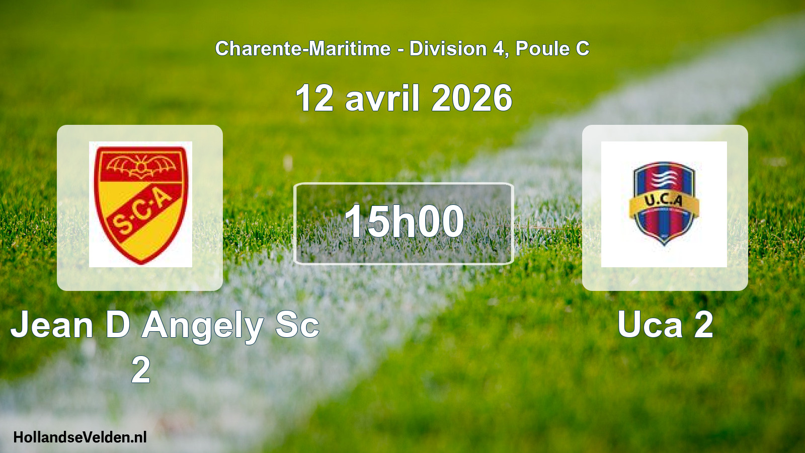 Geplande wedstrijd: St Jean D Angely Sc 2 - Uca 2 (12 avril 2026)