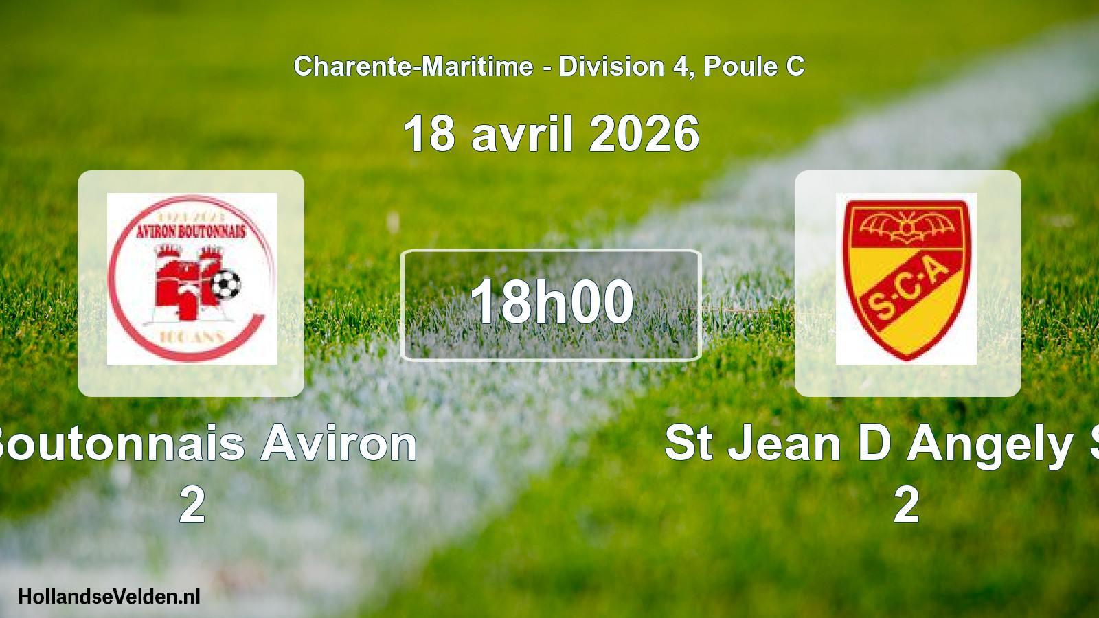 Geplande wedstrijd: Boutonnais Aviron 2 - St Jean D Angely Sc 2 (18 avril 2026)
