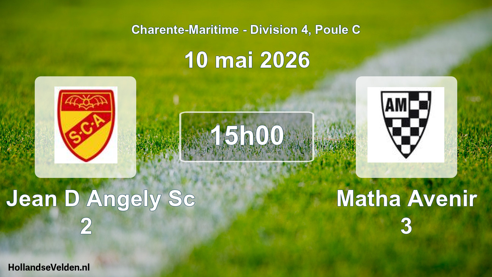Geplande wedstrijd: St Jean D Angely Sc 2 - Matha Avenir 3 (10 mai 2026)