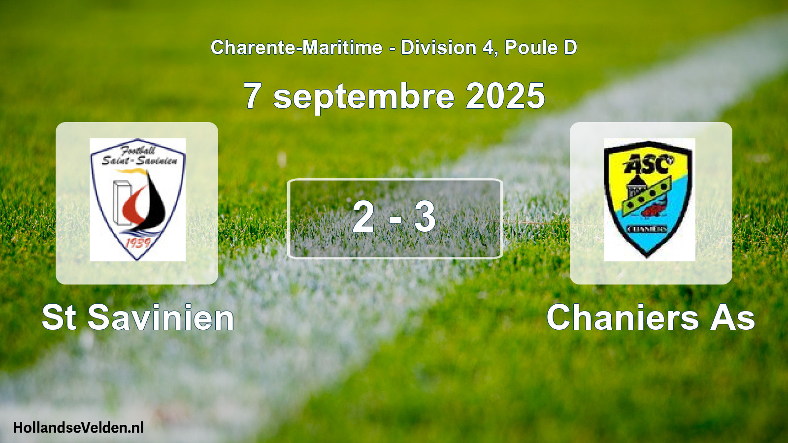 Gespeelde wedstrijd: St Savinien - Chaniers As 2 - 3 (7 septembre 2025)