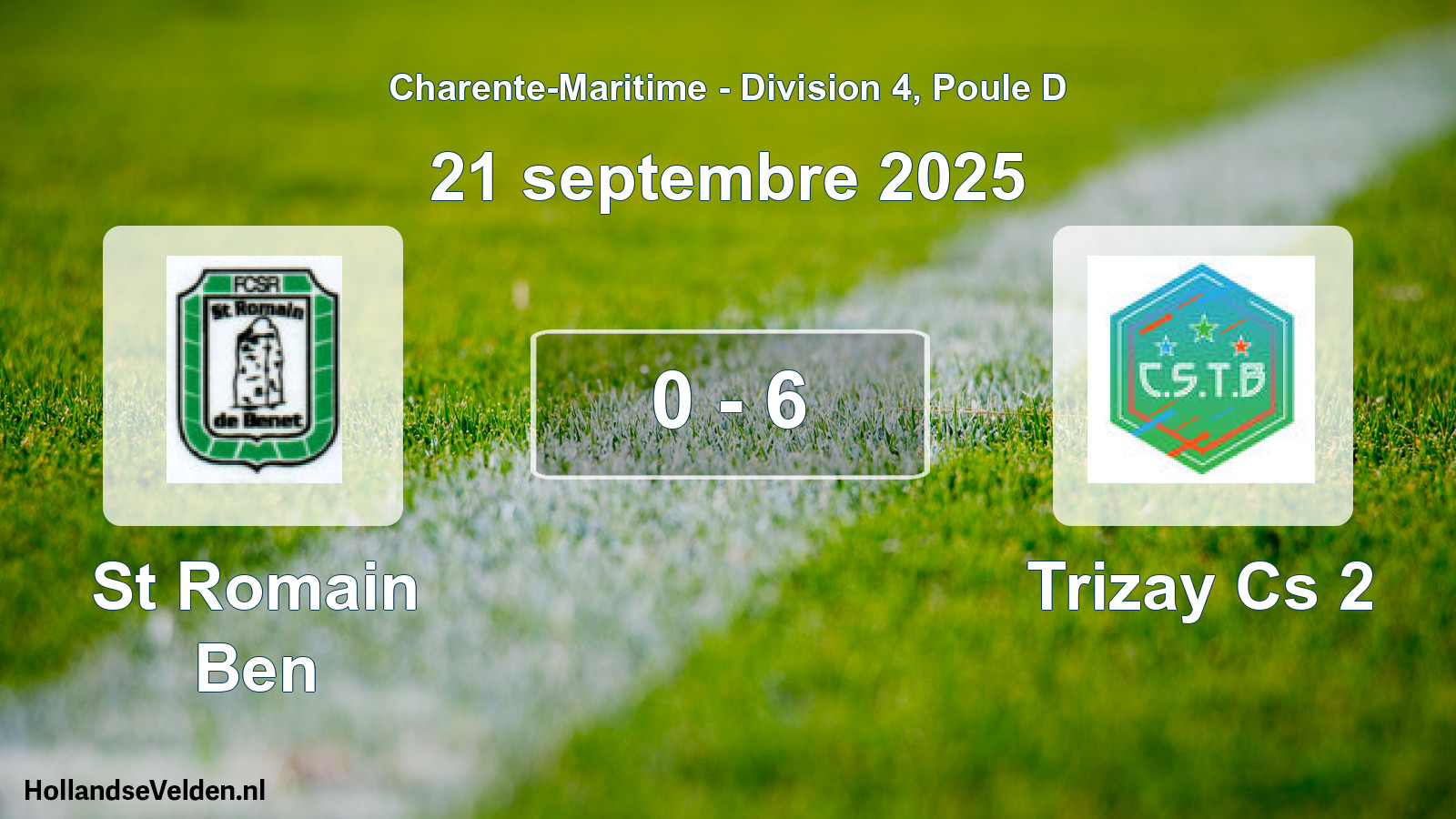Gespeelde wedstrijd: St Romain Ben - Trizay Cs 2 0 - 6 (21 septembre 2025)
