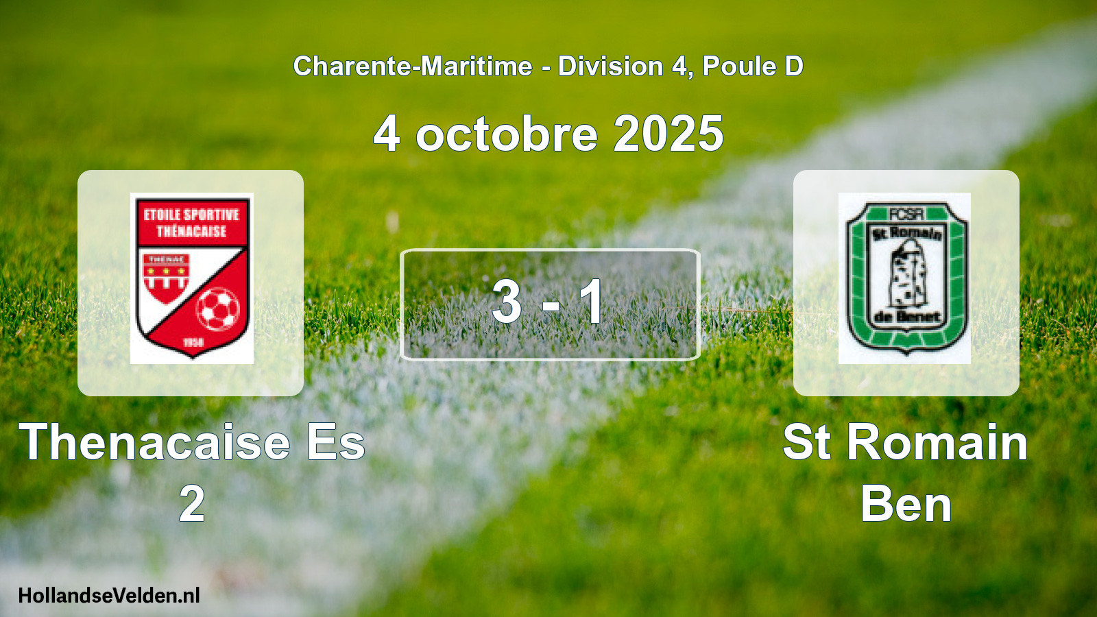 Gespeelde wedstrijd: Thenacaise Es 2 - St Romain Ben 3 - 1 (4 octobre 2025)