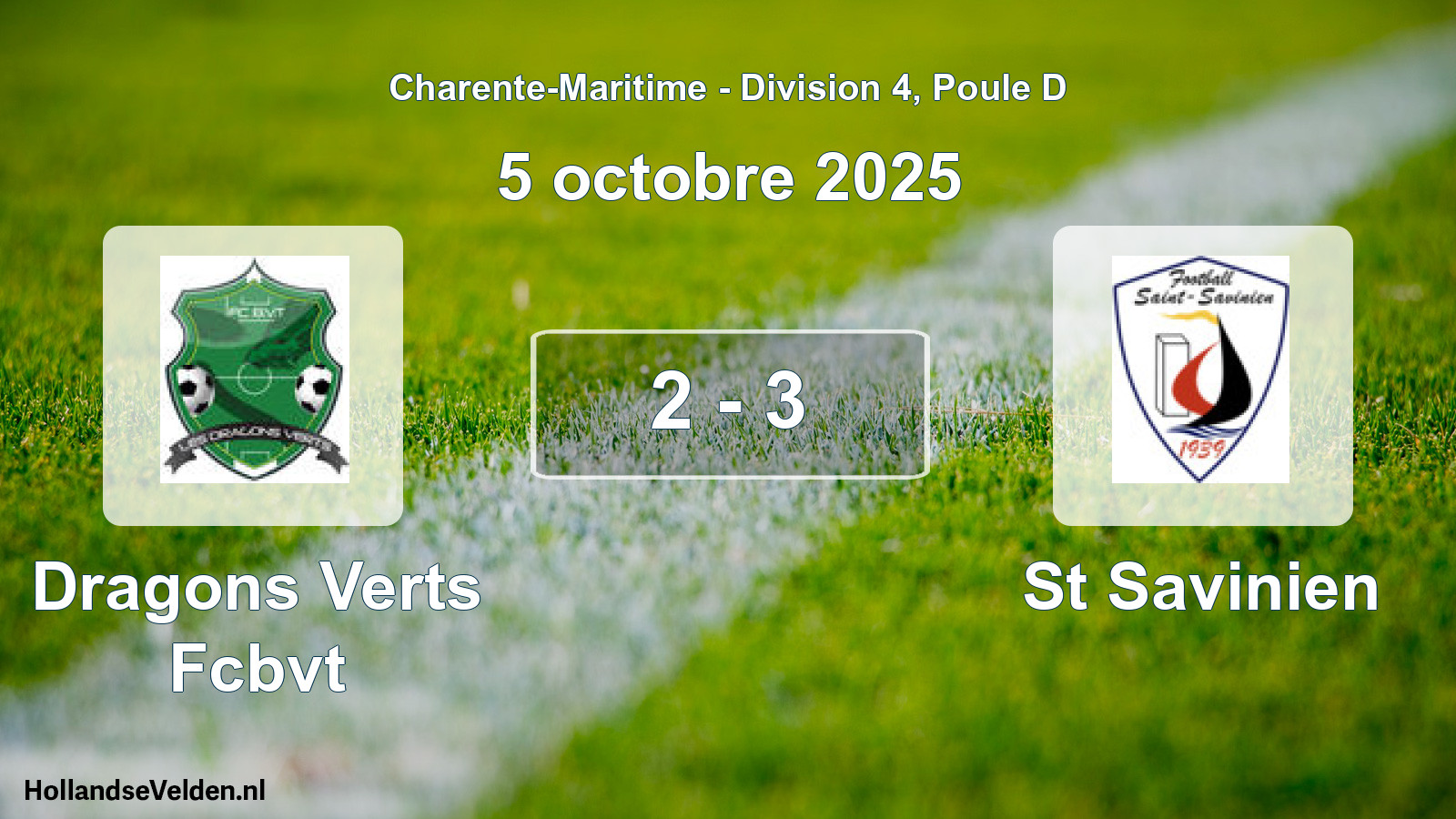 Gespeelde wedstrijd: Dragons Verts Fcbvt - St Savinien 2 - 3 (5 octobre 2025)