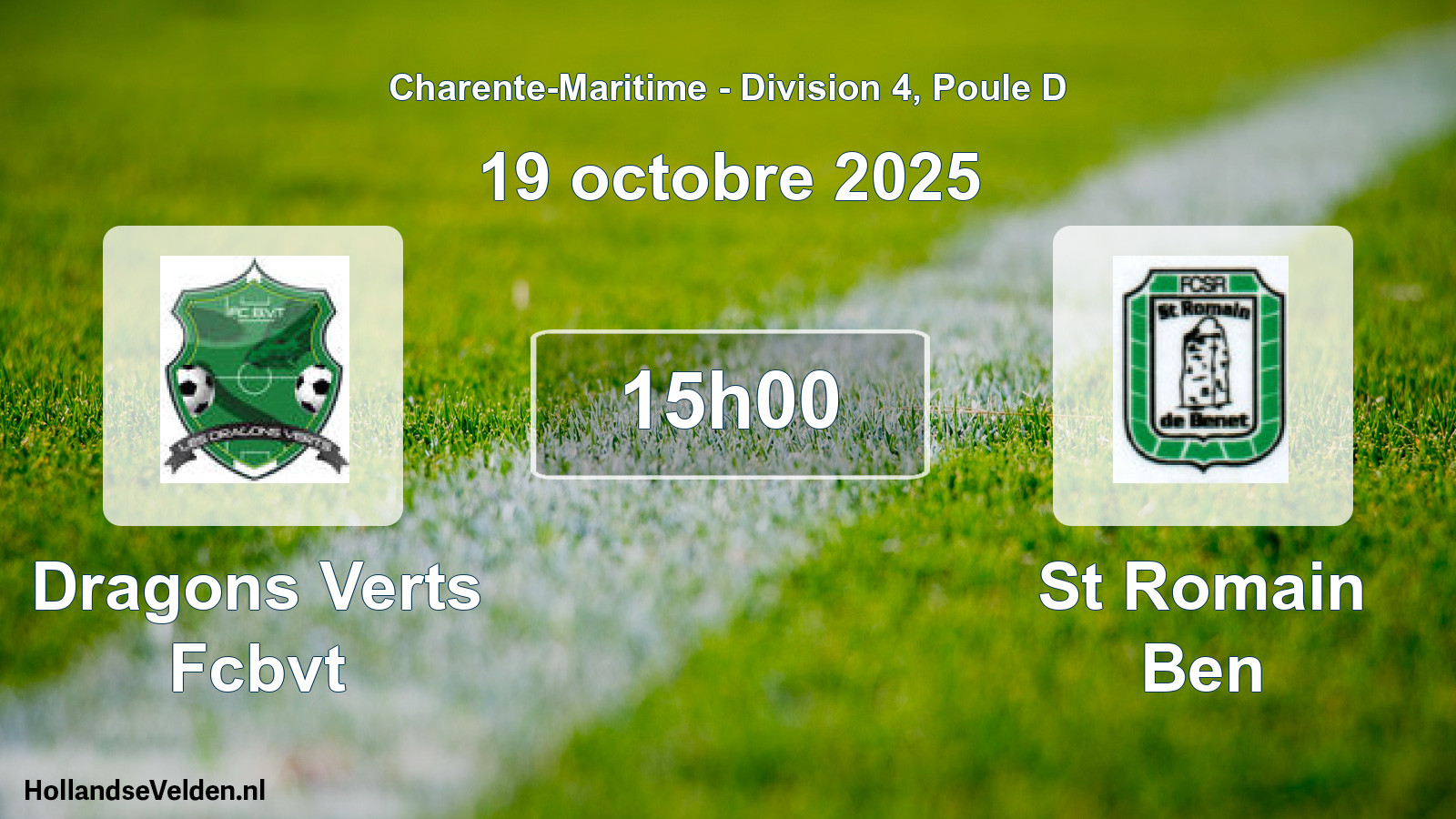 Geplande wedstrijd: Dragons Verts Fcbvt - St Romain Ben (19 octobre 2025)