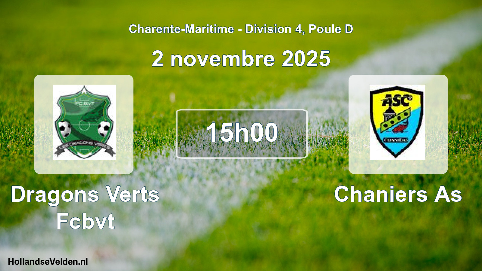 Geplande wedstrijd: Dragons Verts Fcbvt - Chaniers As (2 novembre 2025)