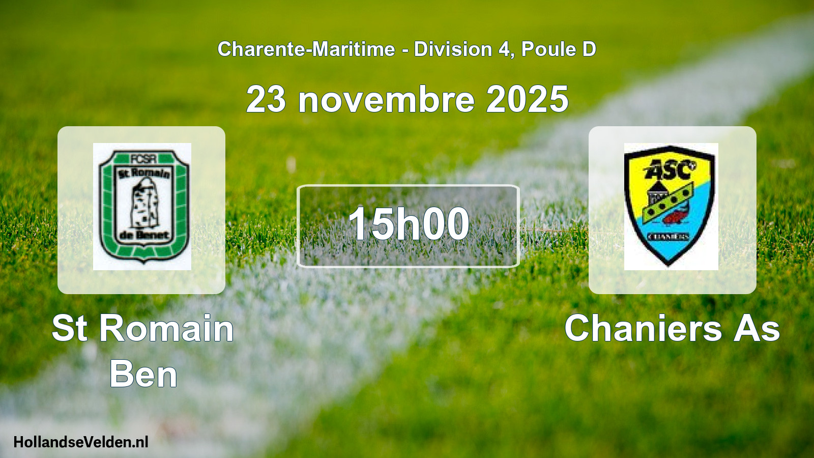 Geplande wedstrijd: St Romain Ben - Chaniers As (23 novembre 2025)