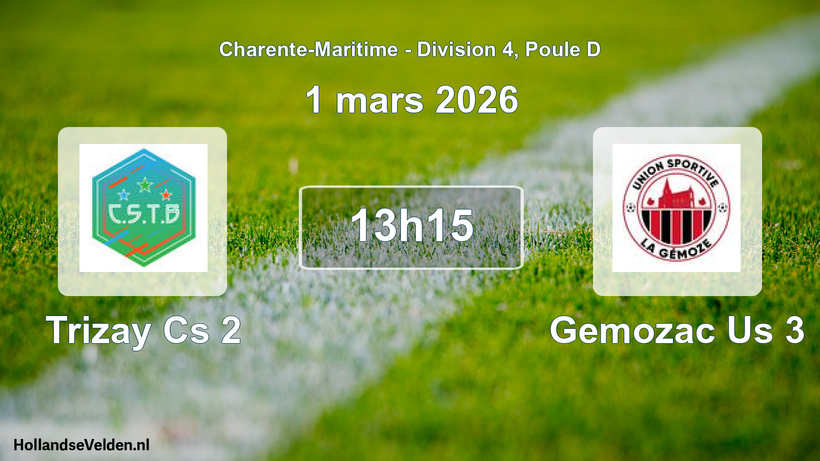 Geplande wedstrijd: Trizay Cs 2 - Gemozac Us 3 (1 mars 2026)