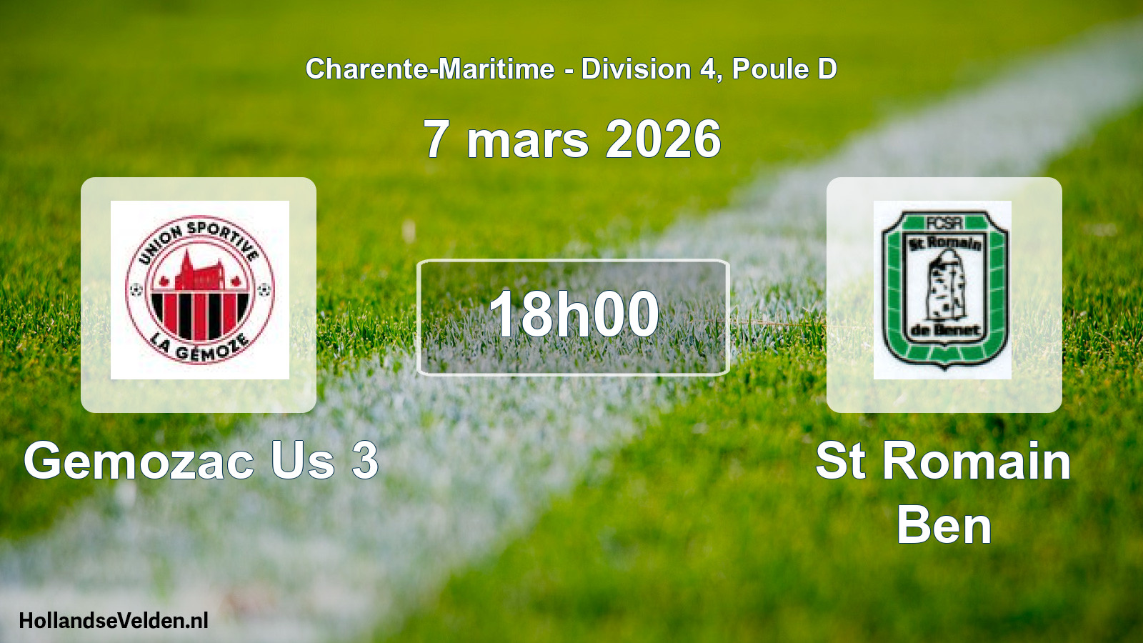 Geplande wedstrijd: Gemozac Us 3 - St Romain Ben (7 mars 2026)
